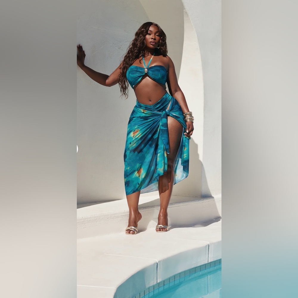 Fashion Nova Ocean Blue 3 pc Swimsuit
